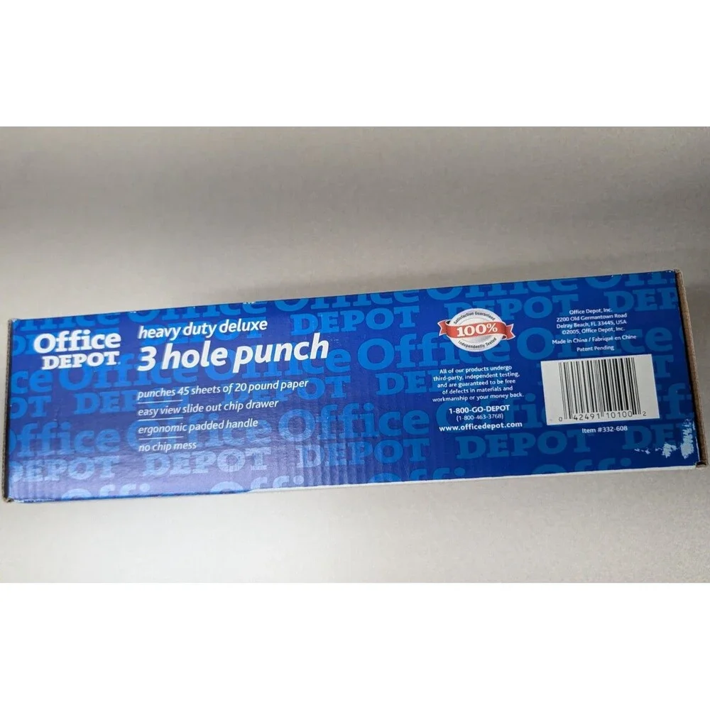 OFFICE DEPOT BRAND DELUXE 3-HOLE HEAVY-DUTY PUNCH - METALLIC SILVER
